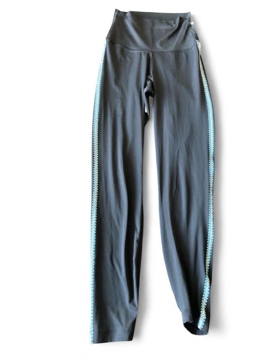 Nike Pants - Nike dry fit black Leggings with Light Blue crocheted Side Stripe size xs